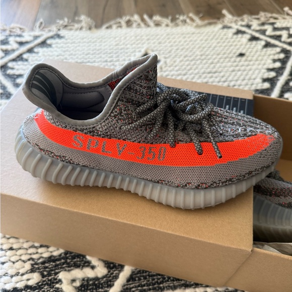 New Yeezy Boost 350 V2 in Gray/Orange GW1229BELURF/STEGRY/SOLRED